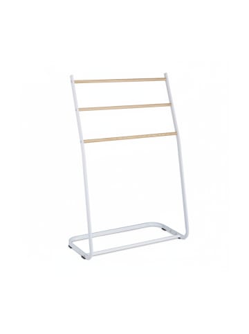 relaxdays Handtuchständer in Weiß/ Natur - (B)58 x (H)87 x (T)29,5 cm