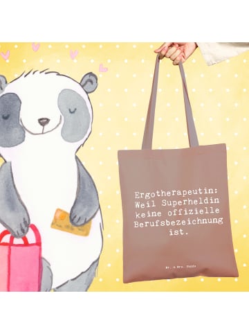 Mr. & Mrs. Panda Shopping Tasche Spruch Ergotherapeutin Superhel... in Braun Pastell