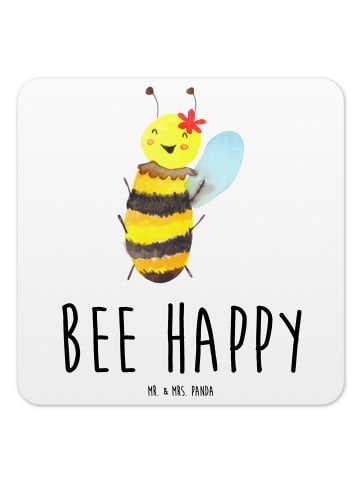 Mr. & Mrs. Panda Untersetzer Biene Happy mit Spruch in Weiß