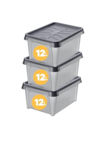 SmartStore 3er-Set Aufbewahrungsbox Dry Anthrazit 12L