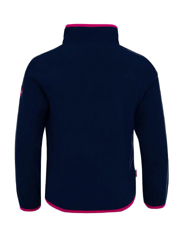 Trollkids Fleece-Pullover "Nordland" in Dunkelblau / Magenta