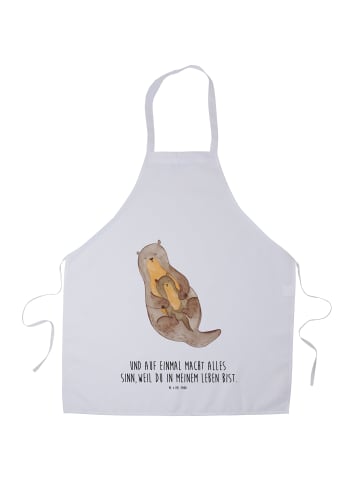 Mr. & Mrs. Panda Schürze Otter Kind mit Spruch in Weiß