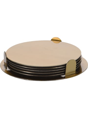 Excellent Houseware Becheruntersetzer, 6er-Set, mit Ständer in Gold, (B) 2,5 x (H) 11,5 x (L) 11 cm
