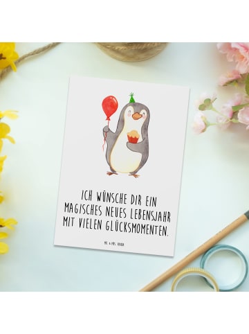 Mr. & Mrs. Panda Postkarte Pinguin Geburtstag mit Spruch in Weiß