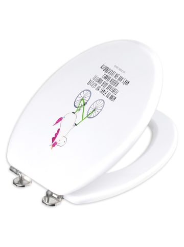 Mr. & Mrs. Panda Klo-Deckel Einhorn Radfahrer mit Spruch in Weiß