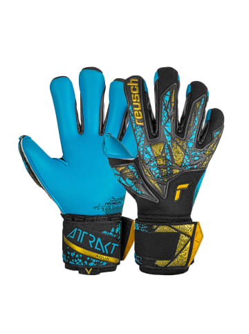 Reusch Torwarthandschuh Attrakt Aqua Finger Support in 7714 black / gold /aqua