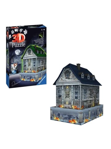 Ravensburger Konstruktionsspiel Puzzle 216 Teile 3D Puzzle Gruselhaus bei Nacht Ab 8 Jahre in bunt