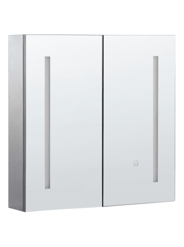 Beliani Bad-Spiegelschrank CHABUNCO in Schwarz/Silber - (W) 60 x (H) 60 x (L) 14 cm