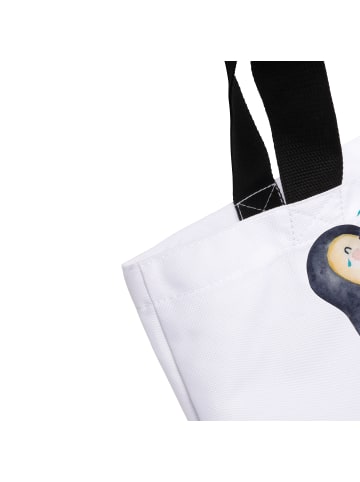 Mr. & Mrs. Panda Tote Bag Pinguin Lachen mit Spruch in Weiß
