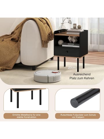 COSTWAY Nachttisch mit Schublade 40,5 x 35 x 56 cm in Schwarz