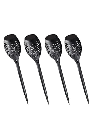 MARELIDA 4x LED Solar Garten Fackel Feuereffekt Flammeneffekt 21cm Wegleuchte