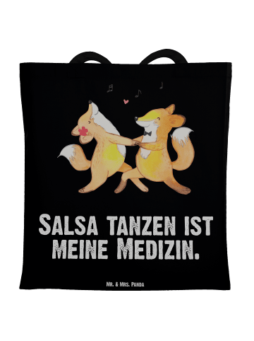 Mr. & Mrs. Panda Stoffbeutel Füchse Salsa tanzen mit Spruch in Schwarz