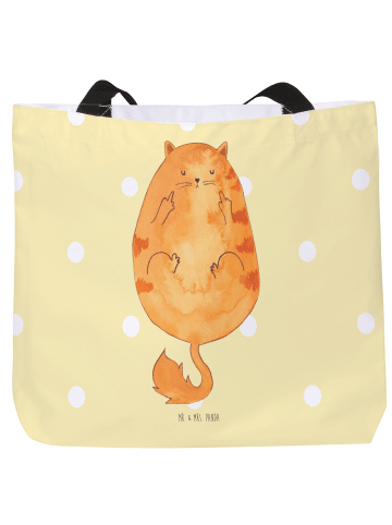 Mr. & Mrs. Panda Shopper Tasche Katze Frühaufsteher ohne Spruch in Gelb Pastell