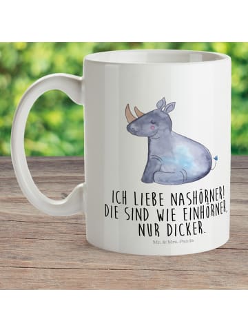 Mr. & Mrs. Panda Campingbecher Einhorn Nashorn mit Spruch in Weiß