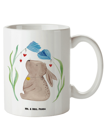 Mr. & Mrs. Panda Becher Hase Blume ohne Spruch in Weiß