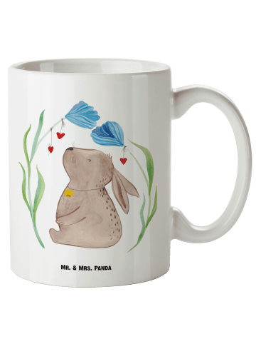 Mr. & Mrs. Panda XL Tasse Hase Blume ohne Spruch in Weiß