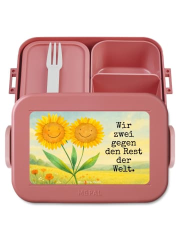 Mr. & Mrs. Panda Lunchbox Blume Sonnenblume Design mit Spruch in Rot Pastell