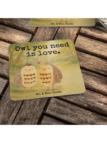 Mr. & Mrs. Panda Tischuntersetzer Eulen Liebe Design mit Spruch in Weiß