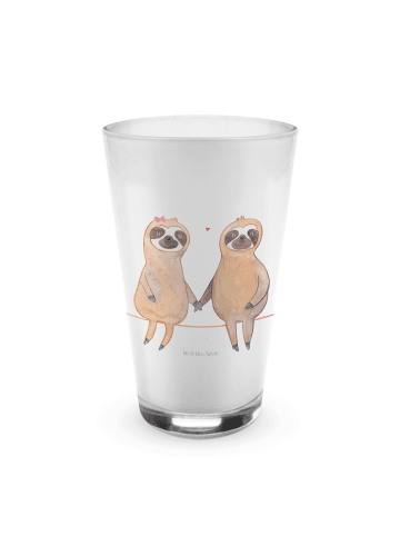 Mr. & Mrs. Panda Latte Macchiato Glas Faultier Pärchen ohne Spruch in Transparent