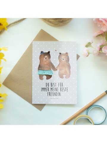 Mr. & Mrs. Panda Grußkarte Bär Freundin mit Spruch in Grau Pastell