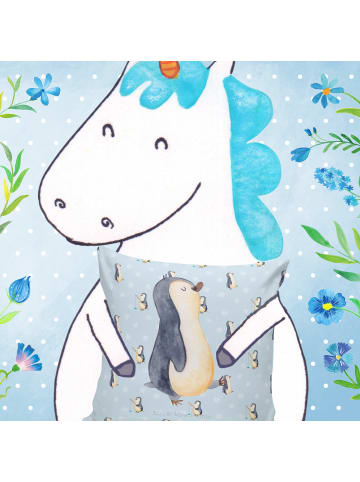 Mr. & Mrs. Panda Sofakissen Pinguin mHerzieren ohne Spruch in Blau