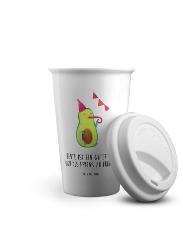 Mr. & Mrs. Panda Thermokaffeebecher Avocado Party mit Spruch in Weiß