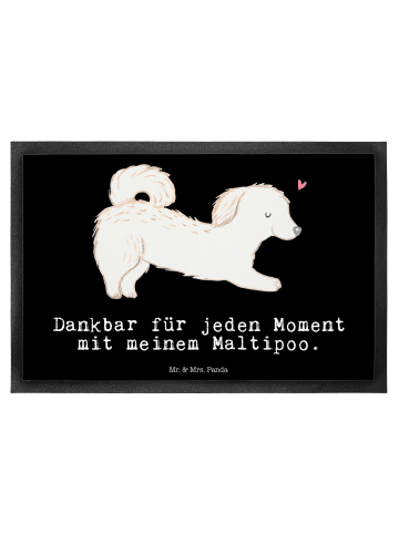 Mr. & Mrs. Panda Fußmatte Maltipoo Moment mit Spruch in Schwarz