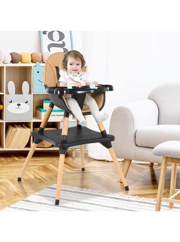 COSTWAY 4-in-1 Hochstuhl in Braun
