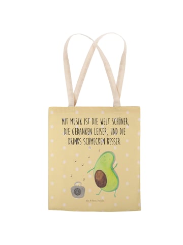 Mr. & Mrs. Panda Tote Bag Avocado Tanzen mit Spruch in Gelb Pastell