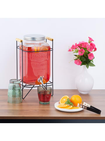 relaxdays Getränkespender in Transparent/ Schwarz - 8 l