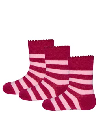 ewers 3er-Set Socken 3er Pack Ringel/Uni in rosa