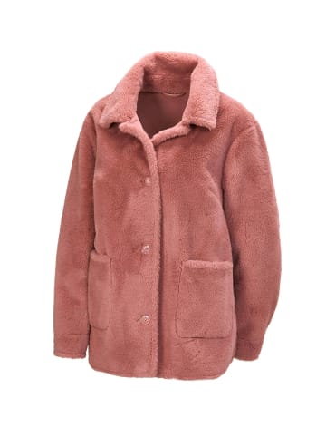 GOLDNER Kurzgröße: Luxuriöse Fellimitatjacke in rosenholz