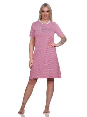 NORMANN Kurzarm Nachthemd Streifen - 79401 in rot