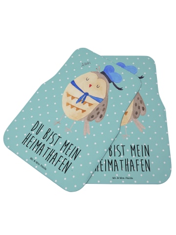 Mr. & Mrs. Panda Automatte Eule Matrose mit Spruch in Türkis Pastell