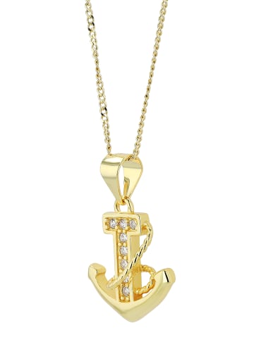 Adeliás Damen Anhänger aus 925 Silber mit Zirkonia in gold