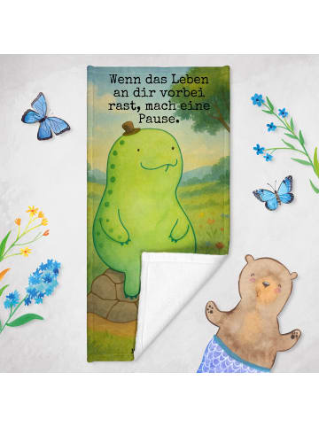 Mr. & Mrs. Panda Handtuch Schildkröte Pause Design mit Spruch in Gelb Pastell