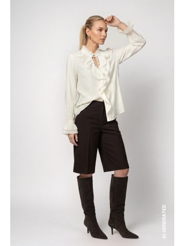 monari Bluse mit Volants und Stehkragen in Antique White
