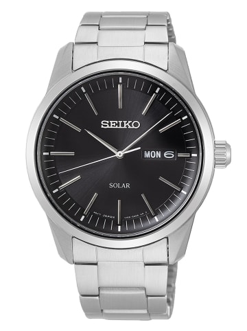 Seiko Solar-Herrenarmbanduhr Schwarz / Silber