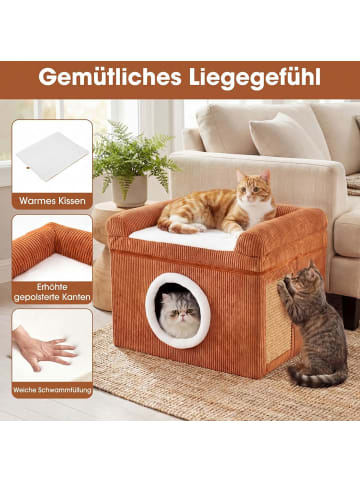 COSTWAY Katzenhaus faltbar 49 x 41 x 39 cm in Braun
