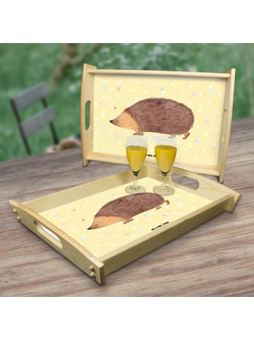 Mr. & Mrs. Panda Deko Tablett Igel Herzen ohne Spruch in Gelb Pastell