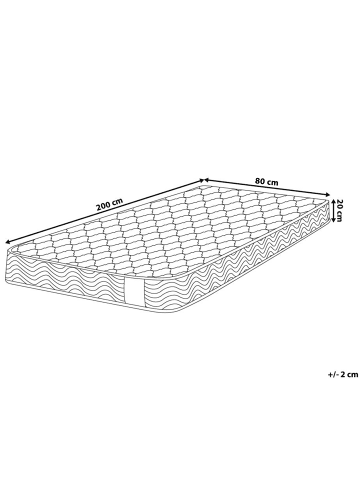 Beliani Matratze BLISS in Weiß/Schwarz/Grau - (W) 80 x (H) 20 x (L) 200 cm