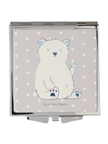 Mr. & Mrs. Panda Handtaschenspiegel quadratisch Eisbär Faul ohne... in Grau Pastell