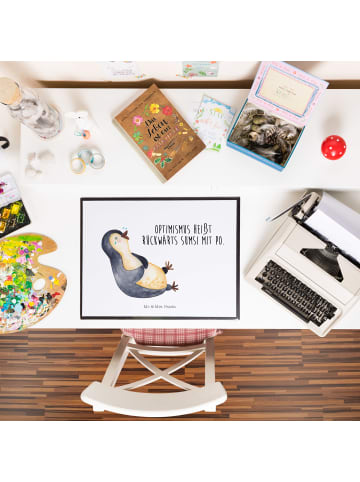 Mr. & Mrs. Panda Schreibunterlage Pinguin Lachen mit Spruch in Weiß