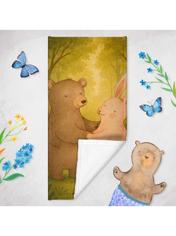 Mr. & Mrs. Panda Badehandtuch Bär und Hase Umarmen Design ohne S... in Grau Pastell