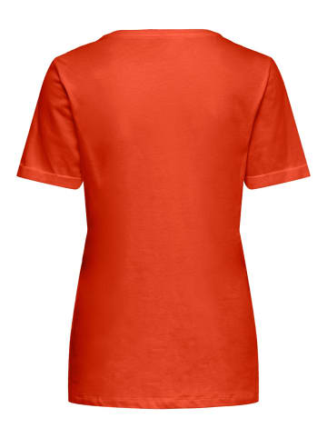 ONLY Einfarbiges Basic T-Shirt mit Brand Herz ONLKITA in Rot