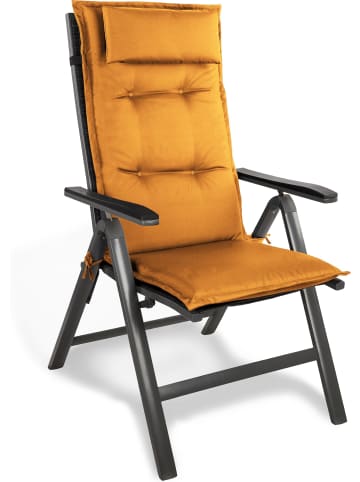 Aspero Stuhlauflage Hochlehner mit Kissen Palermo in Orange