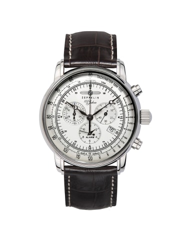 Zeppelin Armbanduhr 100 Jahre Zeppelin Chronograph Alarm 7680 in silber