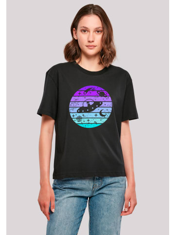 F4NT4STIC Everyday Tee Retro Alien Weltraum Sonnenuntergang in schwarz