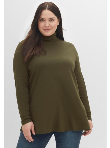 sheego Rollkragen-Shirt in dunkelkhaki