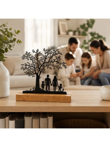 UNUS Aufsteller Baum mit Kindern auf einer Schaukel in Schwarz
